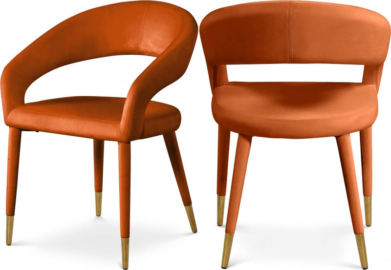 Destiny Velvet Upholstered Dining Chair in Cognac - 537Cognac-C