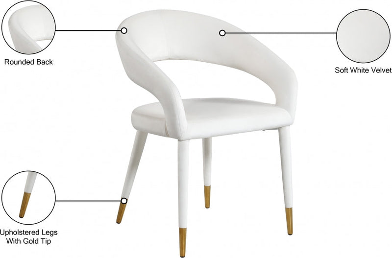Destiny Velvet Upholstered Dining Chair in Cream - 537Cream-C