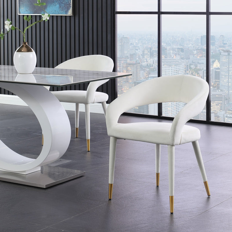 Destiny Velvet Upholstered Dining Chair in Cream - 537Cream-C