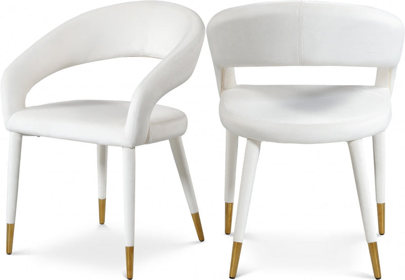 Destiny Velvet Upholstered Dining Chair in Cream - 537Cream-C