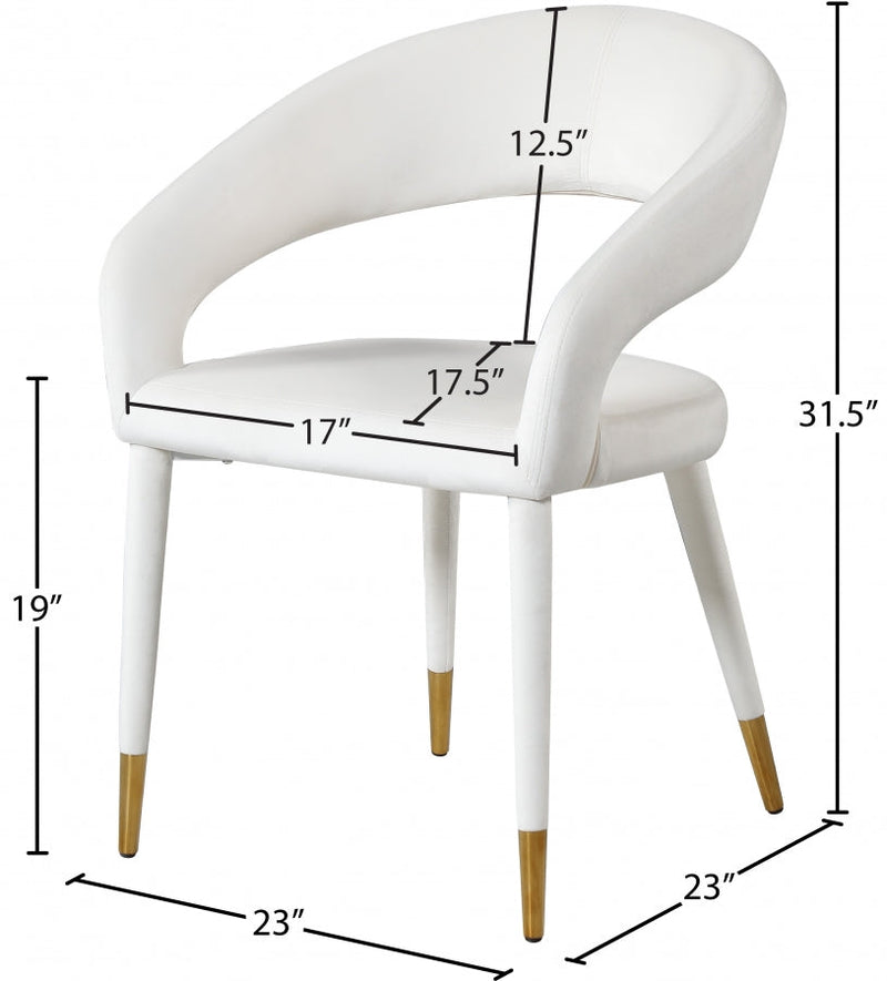 Destiny Velvet Upholstered Dining Chair in Cream - 537Cream-C