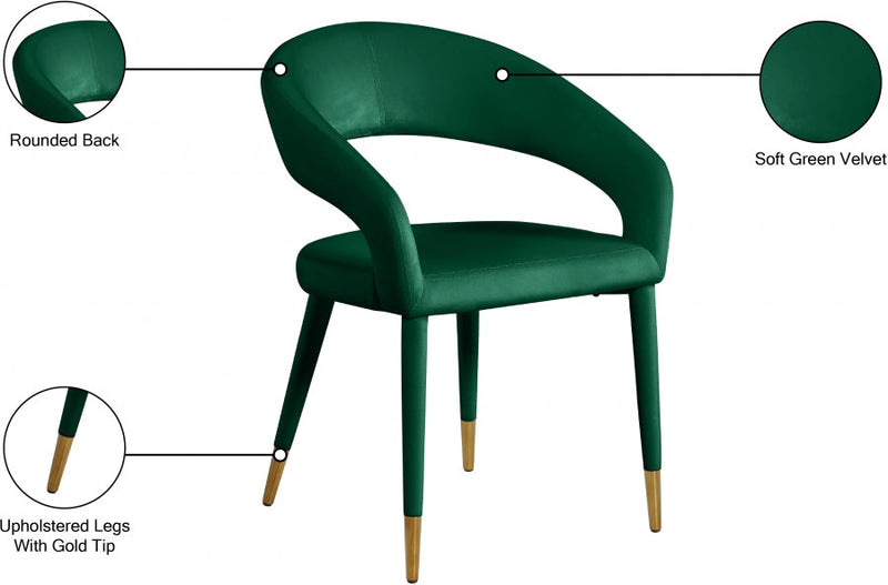 Destiny Velvet Upholstered Dining Chair in Green - 537Green-C