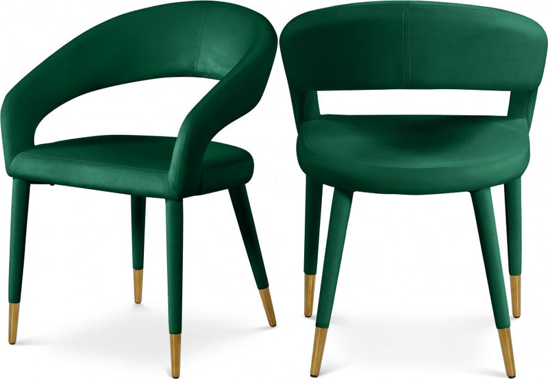 Destiny Velvet Upholstered Dining Chair in Green - 537Green-C