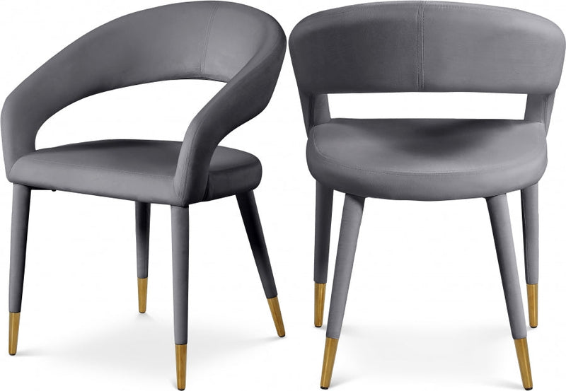 Destiny Velvet Upholstered Dining Chair in Grey - 537Grey-C