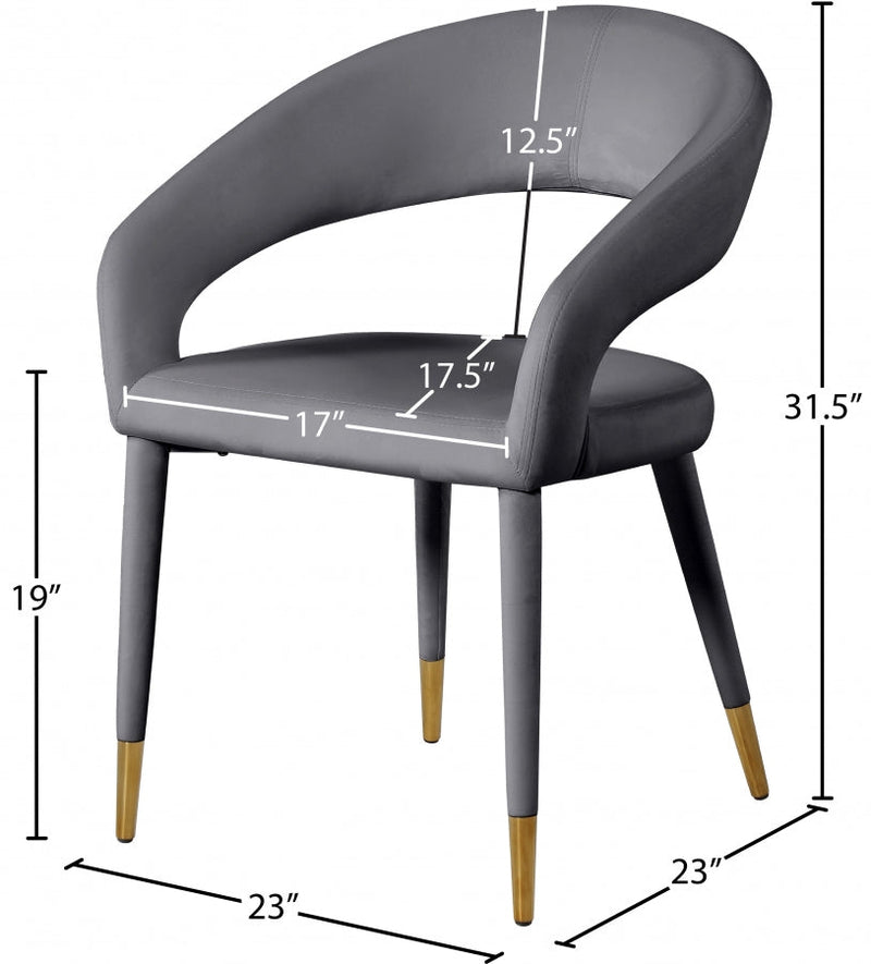 Destiny Velvet Upholstered Dining Chair in Grey - 537Grey-C