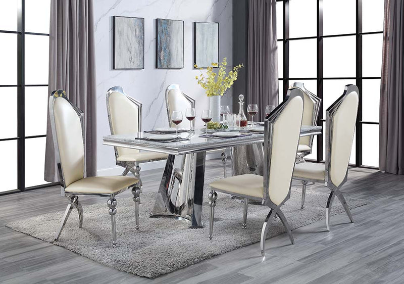 Destry Dining Table W/Engineering Stone Top & Pedestal Base - DN01188