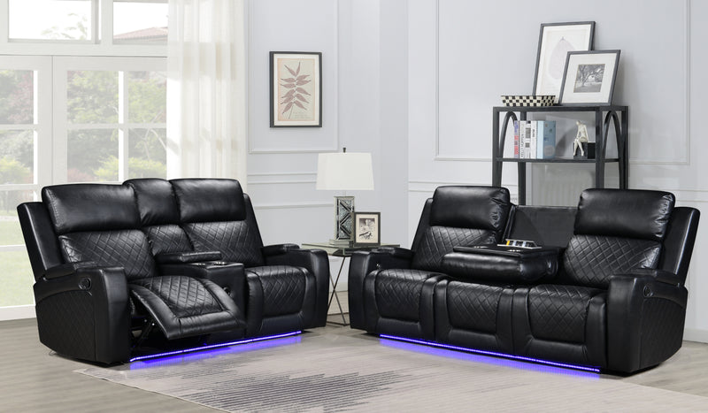 Detroit Black Sofa & Loveseat - DETROIT-BK-SLS