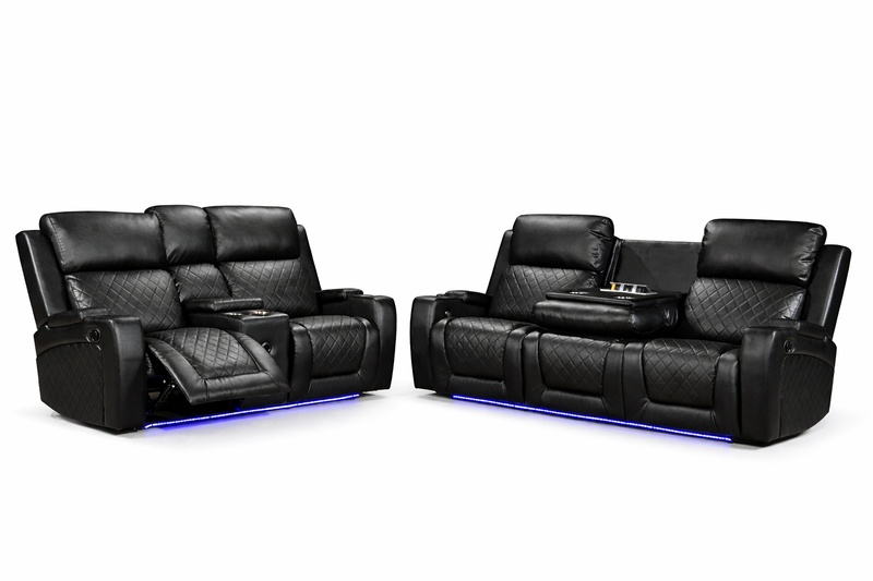 Detroit Black Sofa & Loveseat - DETROIT-BK-SLS