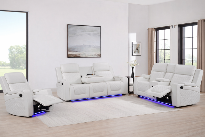 Detroit White Sofa & Loveseat & Chair - DETROIT-WT-SLC