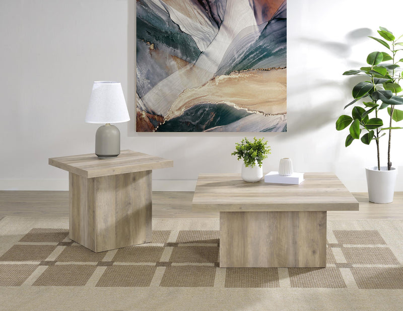 Devar 2-piece Square Coffee End Table Set Distressed Pine - 710878-S2