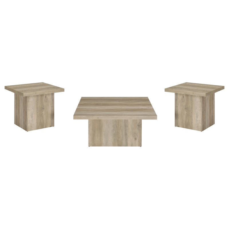 Devar 3-piece Square Coffee End Table Set Distressed Pine - 710878-S3