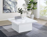 Devar Square Engineered Wood Coffee Table White High Gloss - 710898