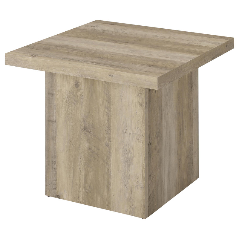 Devar Square Engineered Wood End Table Distressed Pine - 710877
