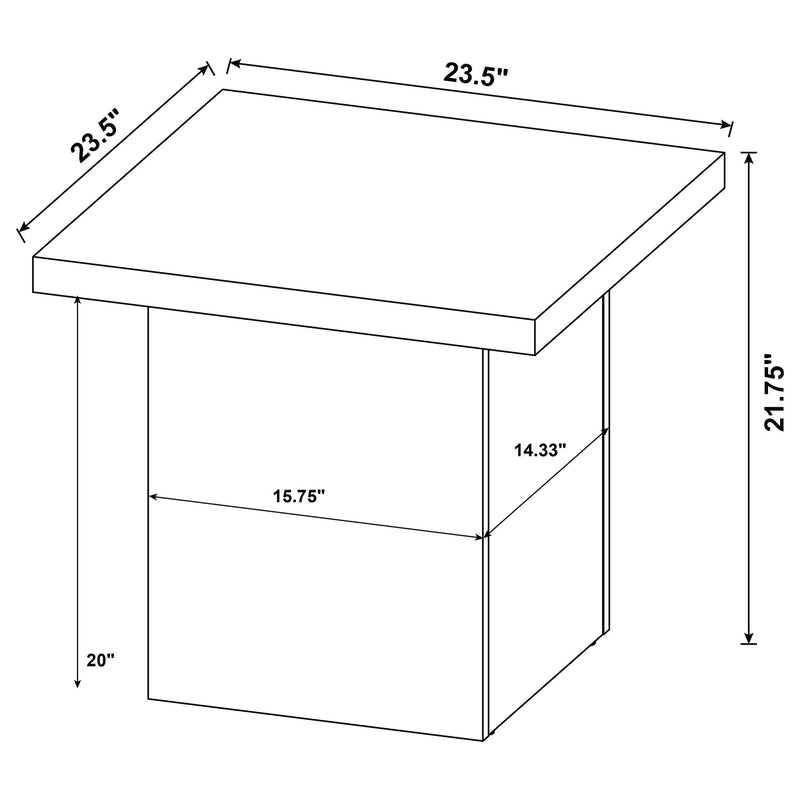 Devar Square Engineered Wood End Table Distressed Pine - 710877