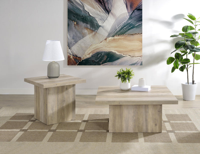 Devar Square Engineered Wood End Table Distressed Pine - 710877