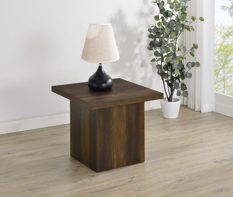 Devar Square Engineered Wood Side End Table Dark Pine - 710887