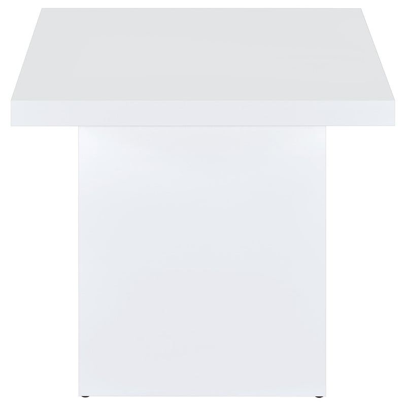 Devar Square Engineered Wood Side End Table White High Gloss - 710897