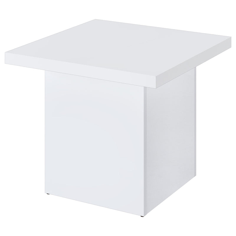 Devar Square Engineered Wood Side End Table White High Gloss - 710897