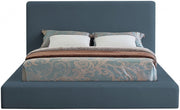 Devin Linen Textured Fabric King Bed Blue - Gate FurnitureKing Bed