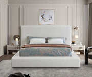 Devin Linen Textured Fabric King Bed Cream - Gate FurnitureKing Bed