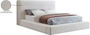 Devin Linen Textured Fabric King Bed Cream - Gate FurnitureKing Bed