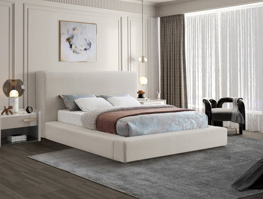 Devin Linen Textured Fabric Queen Bed Beige - Gate FurnitureQueen Bed