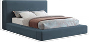 Devin Linen Textured Fabric Queen Bed Blue - Gate FurnitureQueen Bed
