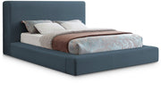 Devin Linen Textured Fabric Queen Bed Blue - Gate FurnitureQueen Bed