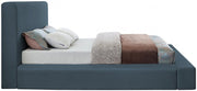 Devin Linen Textured Fabric Queen Bed Blue - Gate FurnitureQueen Bed