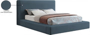Devin Linen Textured Fabric Queen Bed Blue - Gate FurnitureQueen Bed