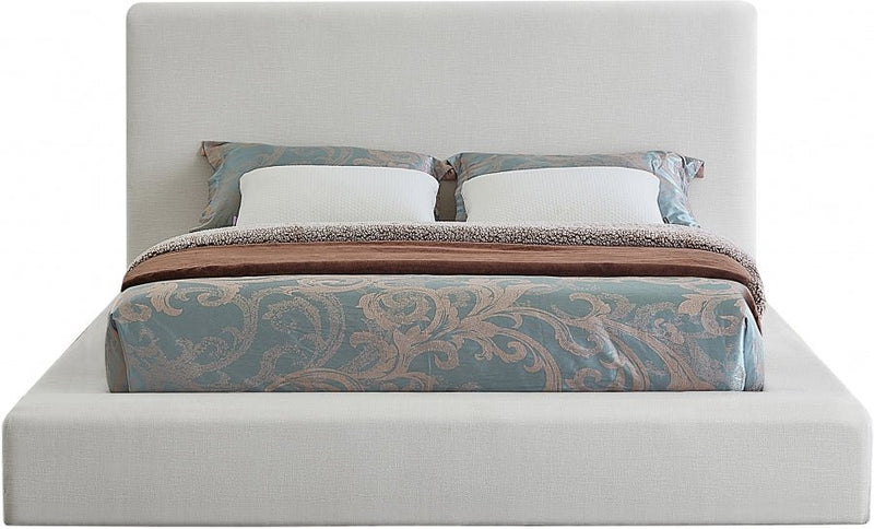 Devin Linen Textured Fabric Queen Bed Cream - Gate FurnitureQueen Bed