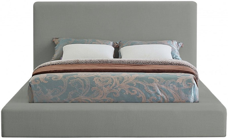 Devin Linen Textured Fabric Queen Bed Grey - Gate FurnitureQueen Bed