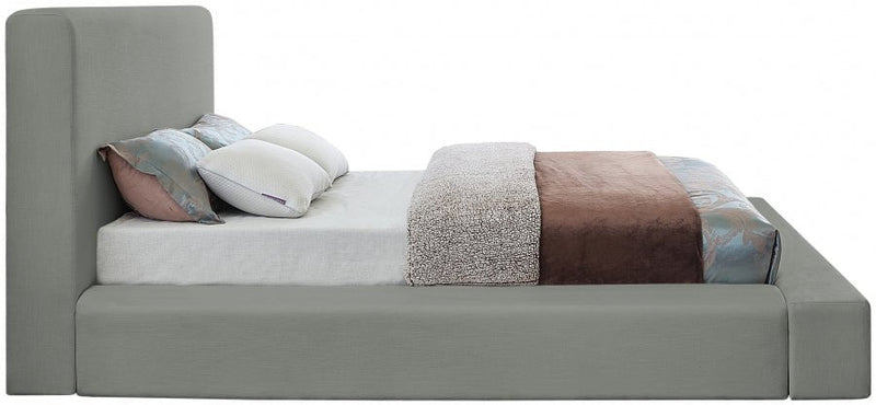 Devin Linen Textured Fabric Queen Bed Grey - Gate FurnitureQueen Bed