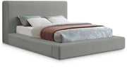 Devin Linen Textured Fabric Queen Bed Grey - Gate FurnitureQueen Bed