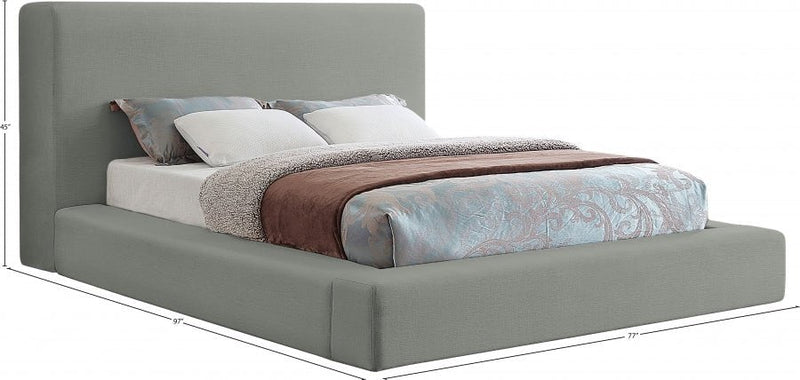Devin Linen Textured Fabric Queen Bed Grey - Gate FurnitureQueen Bed