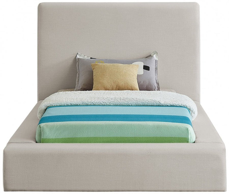 Devin Linen Textured Fabric Twin Bed Beige - Gate FurnitureTwin Bed
