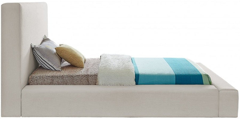 Devin Linen Textured Fabric Twin Bed Beige - Gate FurnitureTwin Bed
