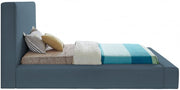 Devin Linen Textured Fabric Twin Bed Blue - Gate FurnitureTwin Bed