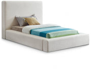 Devin Linen Textured Fabric Twin Bed Cream - Gate FurnitureTwin Bed
