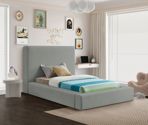 Devin Linen Textured Fabric Twin Bed Grey - Gate FurnitureTwin Bed