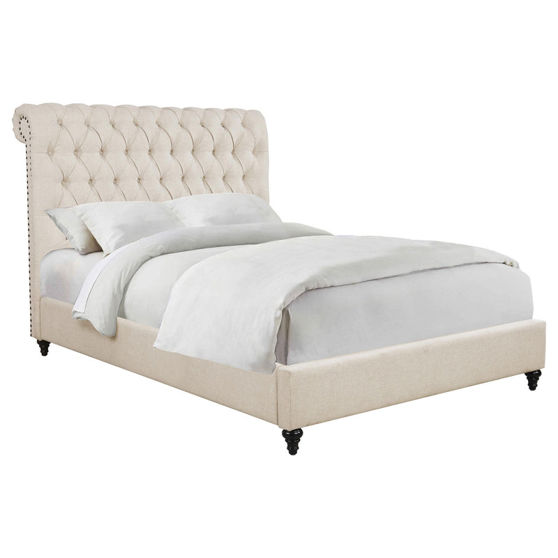 Devon 57-inch Upholstered Eastern King Panel Bed Beige - 300525KE