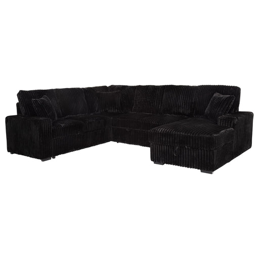 Devonshire Sleeper Sectional Sofa Storage Chaise Black - 511049