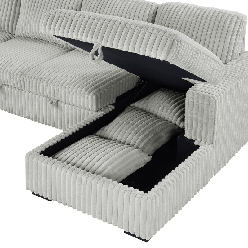 Devonshire Sleeper Sectional Sofa Storage Chaise Grey - 501208
