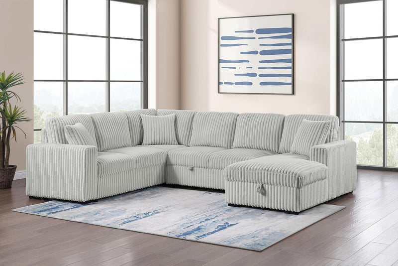 Devonshire Sleeper Sectional Sofa Storage Chaise Grey - 501208