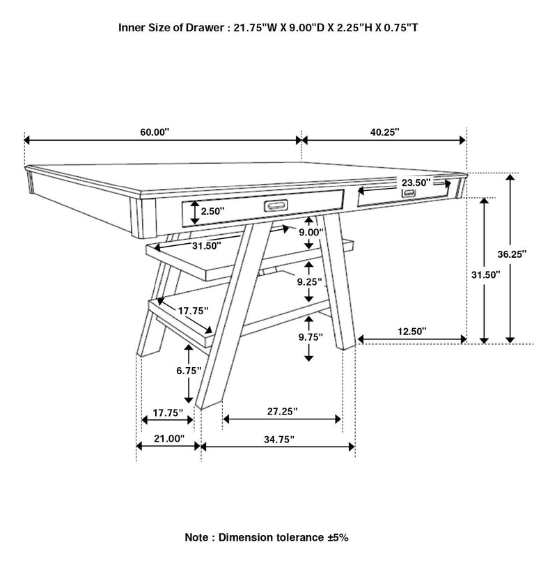 Dewey Rectangular 60-inch Counter Height Dining Table Walnut - 115208