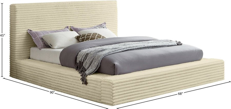 Dexter Corduroy Full Bed in Cream - Gate FurnitureFull Bed
