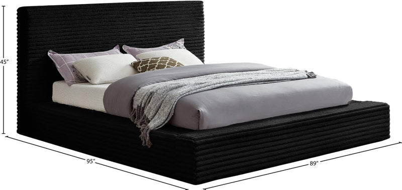 Dexter Corduroy King Bed in Black - Gate FurnitureKing Bed