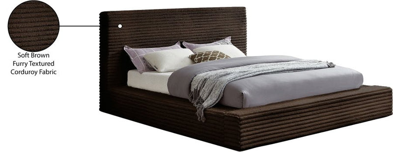 Dexter Corduroy King Bed in Brown - Gate FurnitureKing Bed