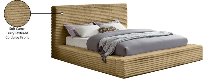 Dexter Corduroy King Bed in Camel - Gate FurnitureKing Bed