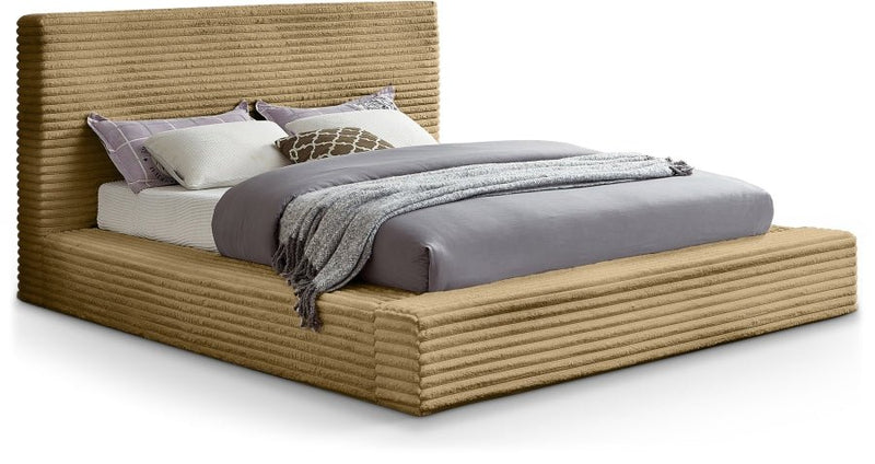 Dexter Corduroy King Bed in Camel - Gate FurnitureKing Bed